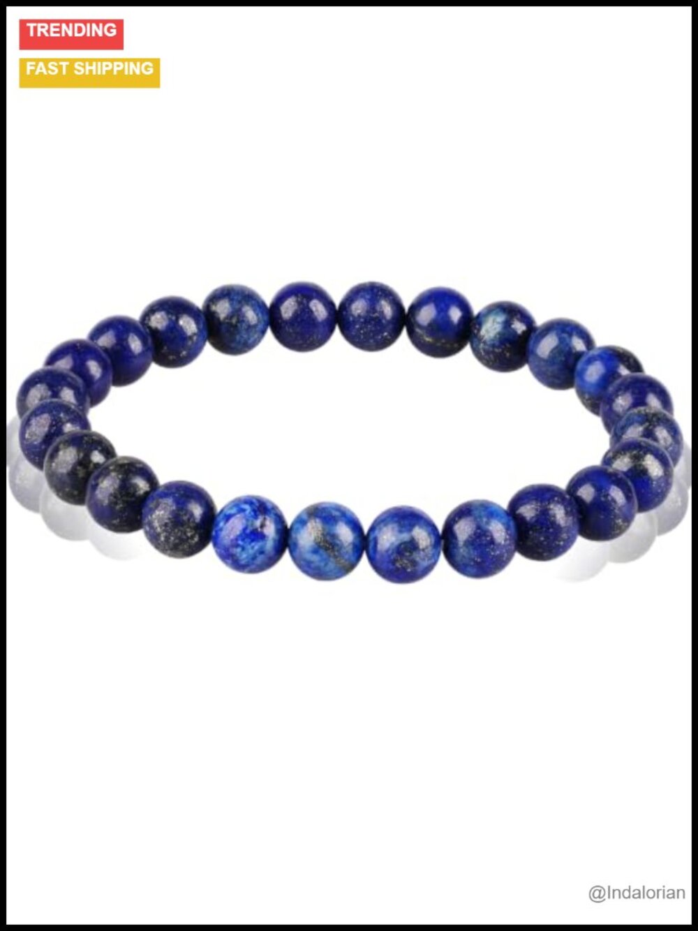 Handmade Lapis Lazuli Beaded Stretch Bracelet for Men Women Wealth Good Luck